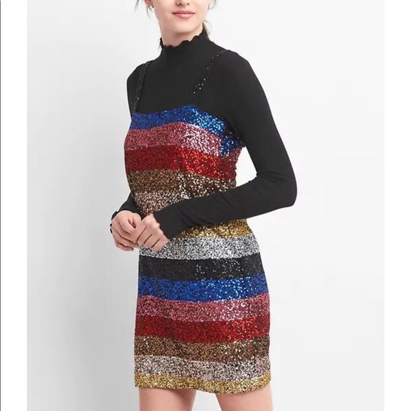 NWT Gap Crazy Stripe Sleeveless Sequin Dress - Picture 3 of 8